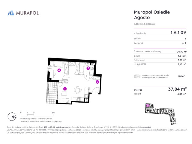 Mieszkanie w inwestycji Murapol Agosto, symbol 1.A.1.09 » nportal.pl