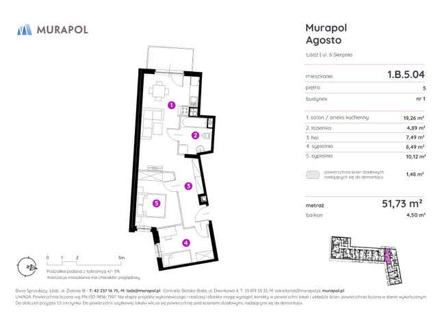 Mieszkanie w inwestycji Murapol Agosto, symbol 1.B.5.04 » nportal.pl