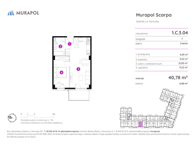 Mieszkanie w inwestycji Murapol Scarpa, symbol 1.C.3.04 » nportal.pl