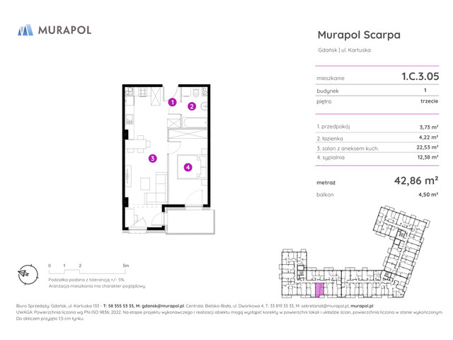 Mieszkanie w inwestycji Murapol Scarpa, symbol 1.C.3.05 » nportal.pl