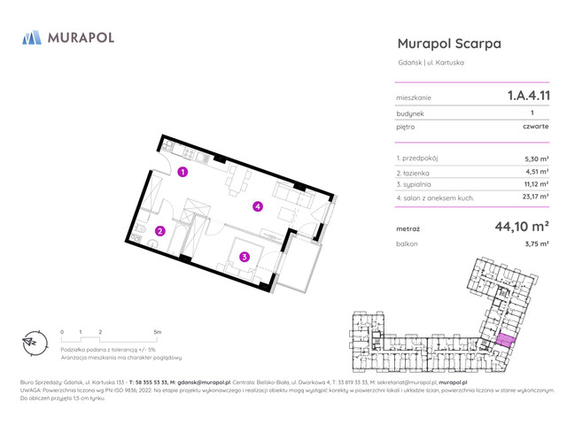 Mieszkanie w inwestycji Murapol Scarpa, symbol 1.A.4.11 » nportal.pl