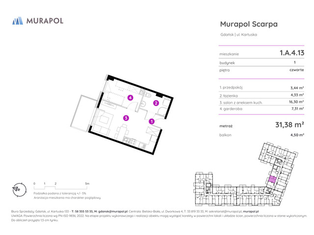Mieszkanie w inwestycji Murapol Scarpa, symbol 1.A.4.13 » nportal.pl