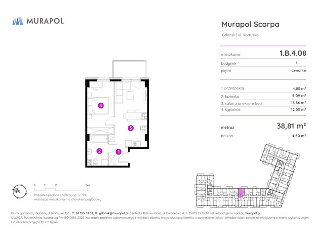 Mieszkanie w inwestycji Murapol Scarpa, symbol 1.B.4.08 » nportal.pl