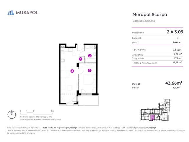 Mieszkanie w inwestycji Murapol Scarpa, symbol 2.A.3.09 » nportal.pl