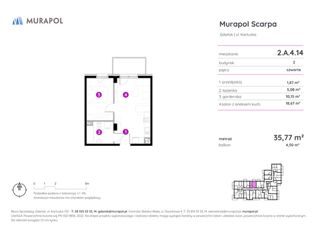 Mieszkanie w inwestycji Murapol Scarpa, symbol 2.A.4.14 » nportal.pl