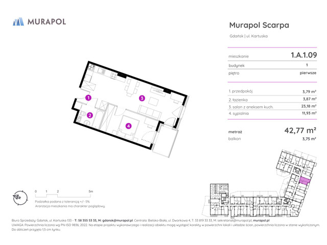 Mieszkanie w inwestycji Murapol Scarpa, symbol 1.A.1.09 » nportal.pl