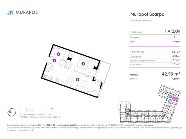 Mieszkanie w inwestycji Murapol Scarpa, symbol 1.A.2.09 » nportal.pl