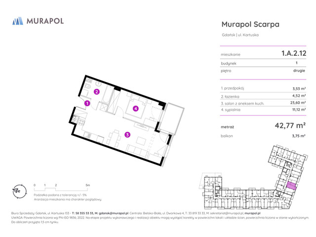 Mieszkanie w inwestycji Murapol Scarpa, symbol 1.A.2.12 » nportal.pl
