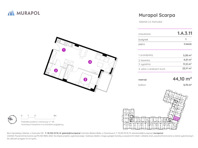 Mieszkanie w inwestycji Murapol Scarpa, symbol 1.A.3.11 » nportal.pl