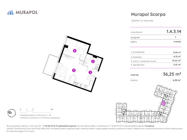 Mieszkanie w inwestycji Murapol Scarpa, symbol 1.A.3.14 » nportal.pl