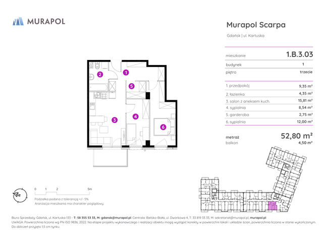 Mieszkanie w inwestycji Murapol Scarpa, symbol 1.B.3.03 » nportal.pl