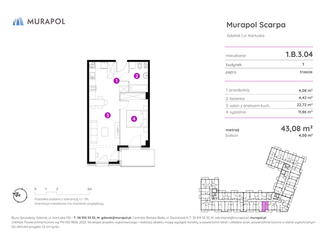 Mieszkanie w inwestycji Murapol Scarpa, symbol 1.B.3.04 » nportal.pl