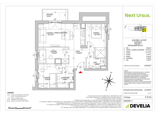 Mieszkanie w inwestycji Next Ursus, symbol NU-Accent-LM-7.B.64 » nportal.pl