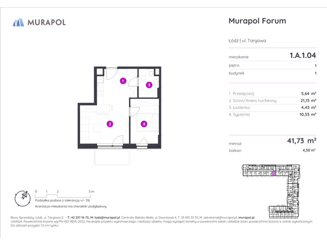 Mieszkanie w inwestycji Murapol Forum, symbol 1.A.1.04 » nportal.pl