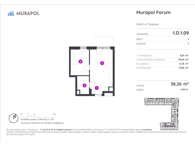 Mieszkanie w inwestycji Murapol Forum, symbol 1.D.1.09 » nportal.pl