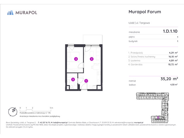 Mieszkanie w inwestycji Murapol Forum, symbol 1.D.1.10 » nportal.pl
