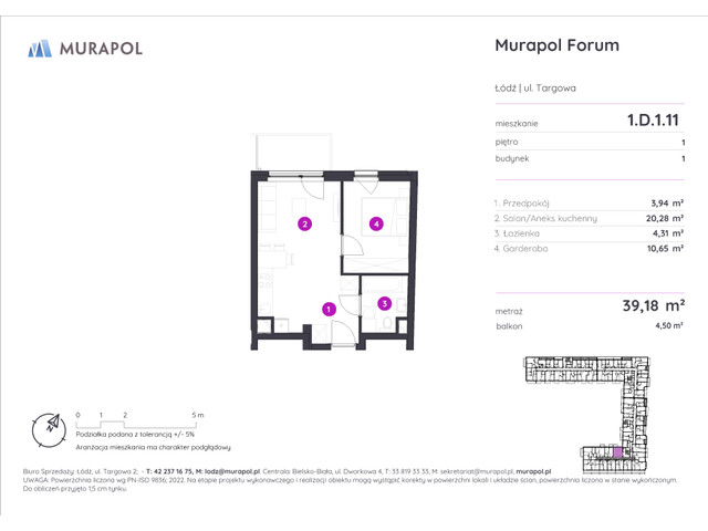 Mieszkanie w inwestycji Murapol Forum, symbol 1.D.1.11 » nportal.pl