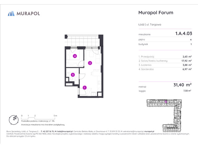 Mieszkanie w inwestycji Murapol Forum, symbol 1.A.4.03 » nportal.pl