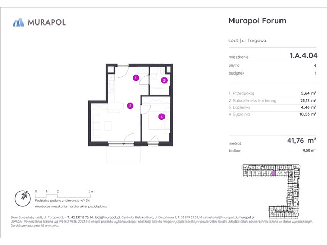 Mieszkanie w inwestycji Murapol Forum, symbol 1.A.4.04 » nportal.pl