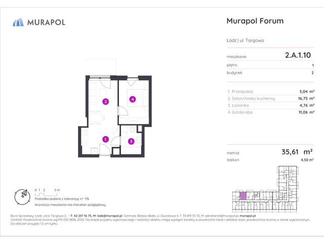 Mieszkanie w inwestycji Murapol Forum, symbol 2.A.1.10 » nportal.pl