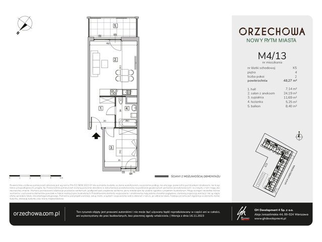 Mieszkanie w inwestycji Orzechowa, budynek Rezerwacja, symbol M4/13 » nportal.pl