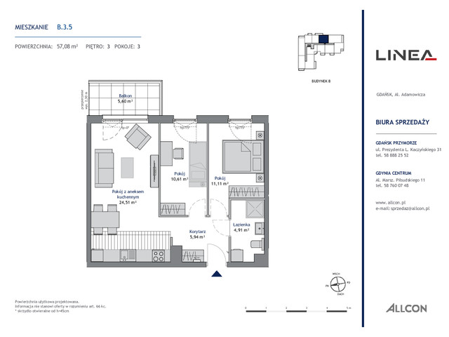 Mieszkanie w inwestycji LINEA, symbol B.3.5 » nportal.pl