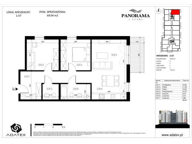 Mieszkanie w inwestycji Panorama 3 Stawy, symbol 2.A7 » nportal.pl