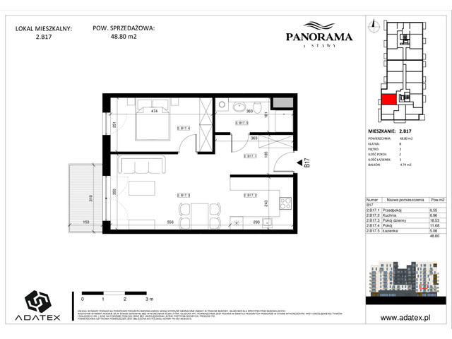 Mieszkanie w inwestycji Panorama 3 Stawy, symbol 2.B17 » nportal.pl