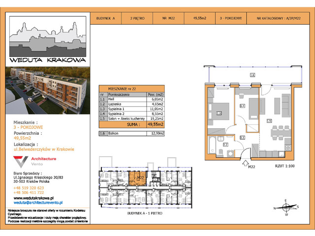 Mieszkanie w inwestycji Weduta Krakowa, symbol M22 » nportal.pl
