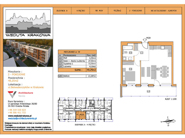 Mieszkanie w inwestycji Weduta Krakowa, symbol M39 » nportal.pl