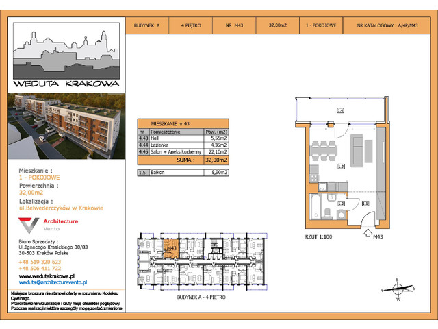 Mieszkanie w inwestycji Weduta Krakowa, symbol M43 » nportal.pl