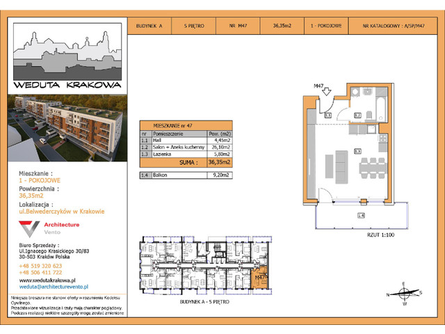 Mieszkanie w inwestycji Weduta Krakowa, symbol M47 » nportal.pl