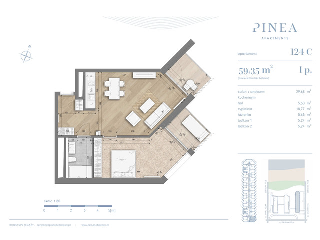 Mieszkanie w inwestycji PINEA Apartments | Apartamenty tuż pr..., budynek Pinea / apartament przy plaży gotowy do odbioru, symbol 124 » nportal.pl