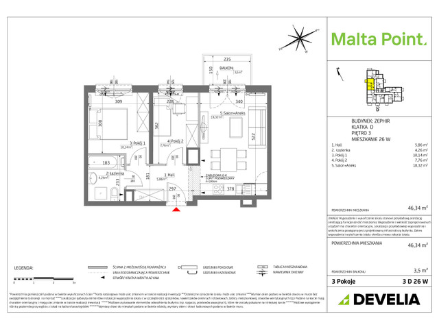 Mieszkanie w inwestycji Malta Point - Horizon i Zephir, symbol MP3-Zephir-LM-3D26 » nportal.pl