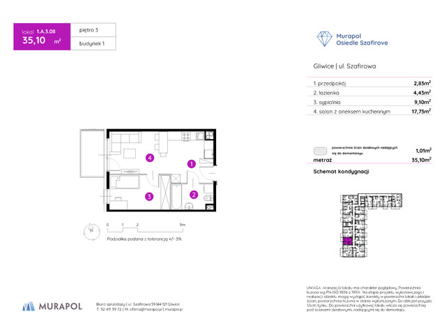 Mieszkanie w inwestycji Murapol Osiedle Szafirove, symbol 1.A.3.08 » nportal.pl