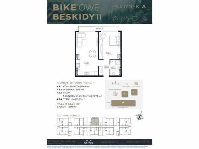 Mieszkanie w inwestycji BIKEowe Beskidy II, budynek Sauna - Basen - Strefa SPA - Restauracja, symbol 110A » nportal.pl