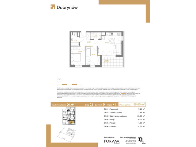 Mieszkanie w inwestycji DOBRYNÓW, symbol D1.04 » nportal.pl