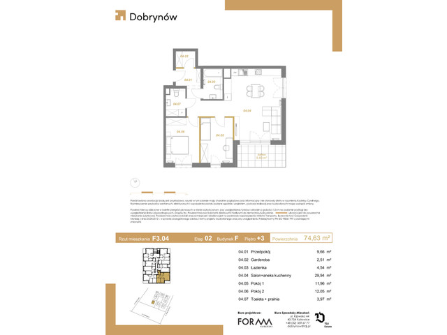 Mieszkanie w inwestycji DOBRYNÓW, symbol F3.04 » nportal.pl