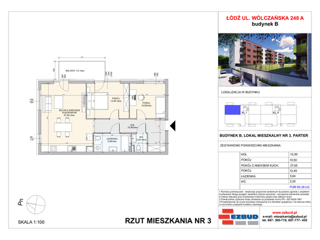 Mieszkanie w inwestycji Wólczańska 248 Budynek B, symbol 3 » nportal.pl