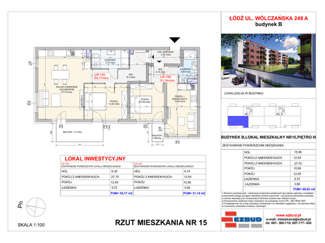 Mieszkanie w inwestycji Wólczańska 248 Budynek B, symbol 15 » nportal.pl