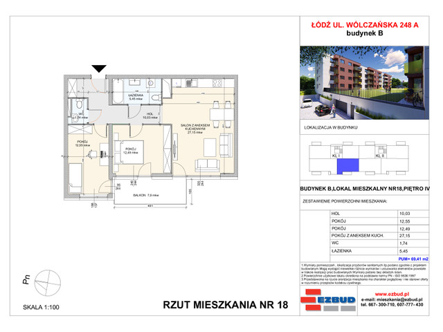 Mieszkanie w inwestycji Wólczańska 248 Budynek B, symbol 18 » nportal.pl