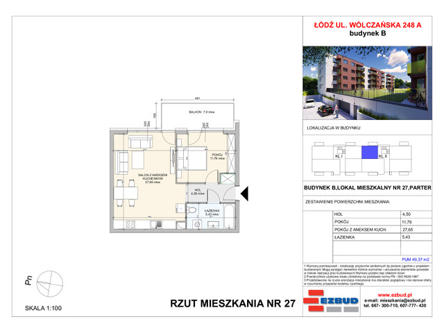 Mieszkanie w inwestycji Wólczańska 248 Budynek B, symbol 27 » nportal.pl