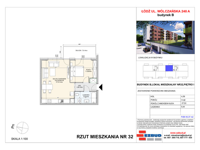 Mieszkanie w inwestycji Wólczańska 248 Budynek B, symbol 32 » nportal.pl