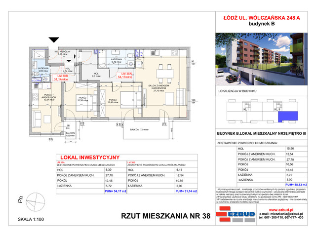 Mieszkanie w inwestycji Wólczańska 248 Budynek B, symbol 38 » nportal.pl