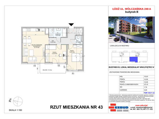 Mieszkanie w inwestycji Wólczańska 248 Budynek B, symbol 43 » nportal.pl