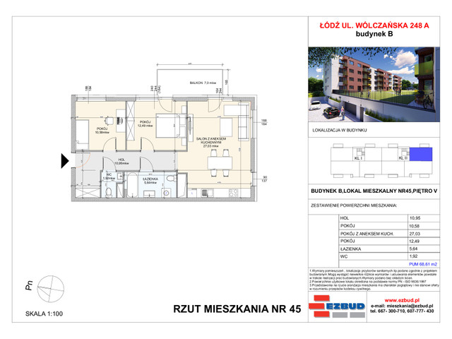 Mieszkanie w inwestycji Wólczańska 248 Budynek B, symbol 45 » nportal.pl
