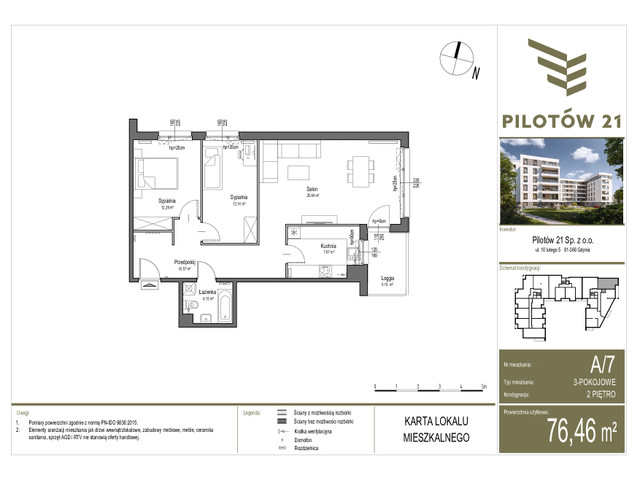 Mieszkanie w inwestycji PILOTÓW 21, symbol A/7 » nportal.pl