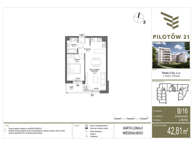 Mieszkanie w inwestycji PILOTÓW 21, budynek Rezerwacja, symbol B/16 » nportal.pl