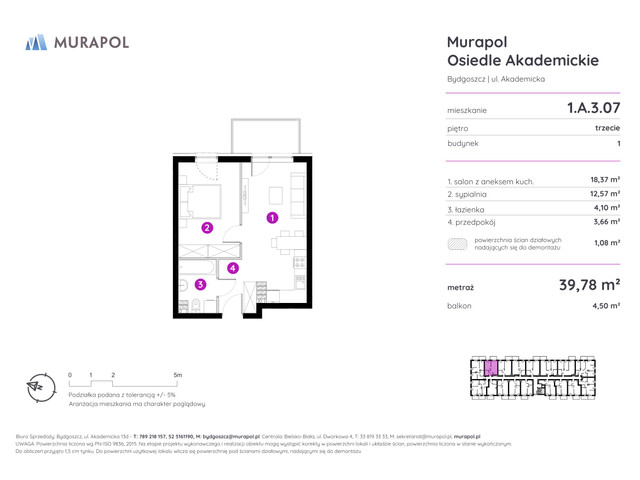 Mieszkanie w inwestycji Murapol Osiedle Akademickie, symbol 1.A.3.07 » nportal.pl