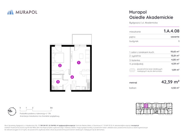 Mieszkanie w inwestycji Murapol Osiedle Akademickie, symbol 1.A.4.08 » nportal.pl